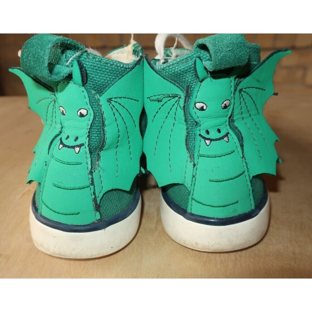 Mini Boden Dragon High Top Sneakers Size 29 Little Boys 11 11.5 Green Zip Up Tie - Picture 2 of 7